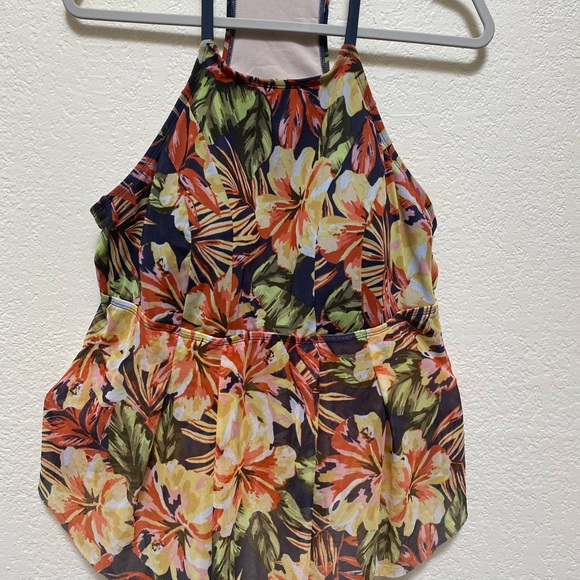 Aqua Green Swimsuit Top. Plus Size Purple & Floral - Picture 3 of 5